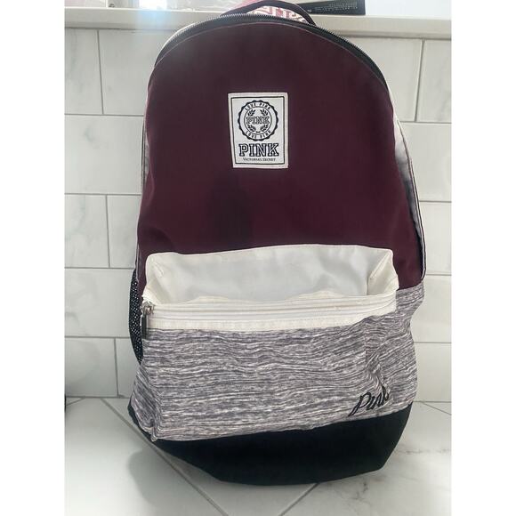 Victoria Secret Pink Lg Backpack Purple/blk - Picture 1 of 11